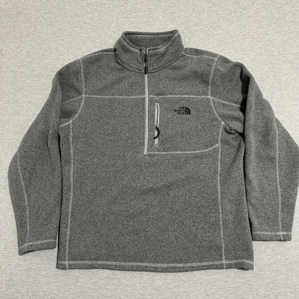 The North Face Gordon Lyons 1/4 Zip Fleece Pullover Heather‎ Grey Mens Size XL